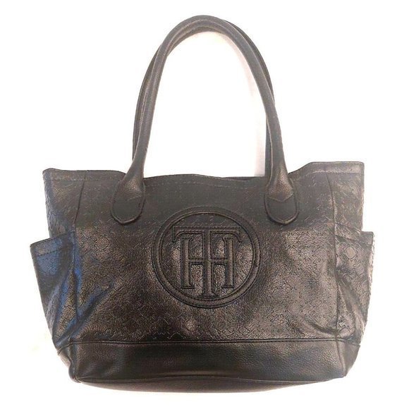 Tommy Hilfiger Black Handbag‎ Shopper Tote Purse Logo - Picture 2 of 15